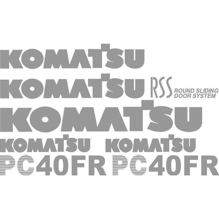Aftermarket Decal Set for Komatsu PC 40FR Excavator with RSS "Round Sliding Door System" KMPC40FRDECALSET